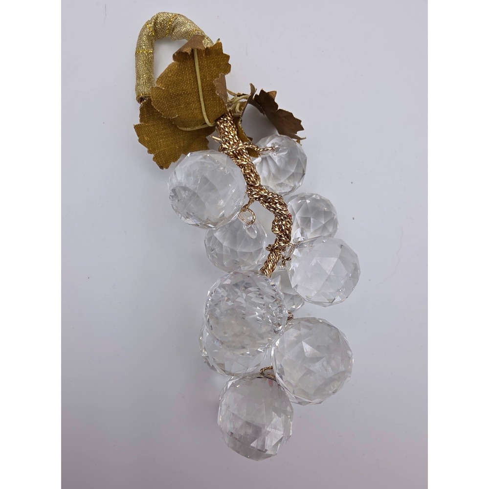 Unbranded Faceted Glass Grape Cluster MCM Clear Fair Vintage Decorative Accent